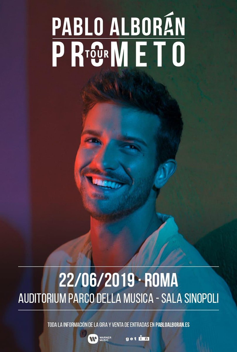 Per la prima volta dal vivo in Italia, a Roma, il mio amico <a href="/pabloalboran/">Pablo Alborán</a> presenterà la sua musica e la sua voce unica. Non perdetevelo! #TourPrometo