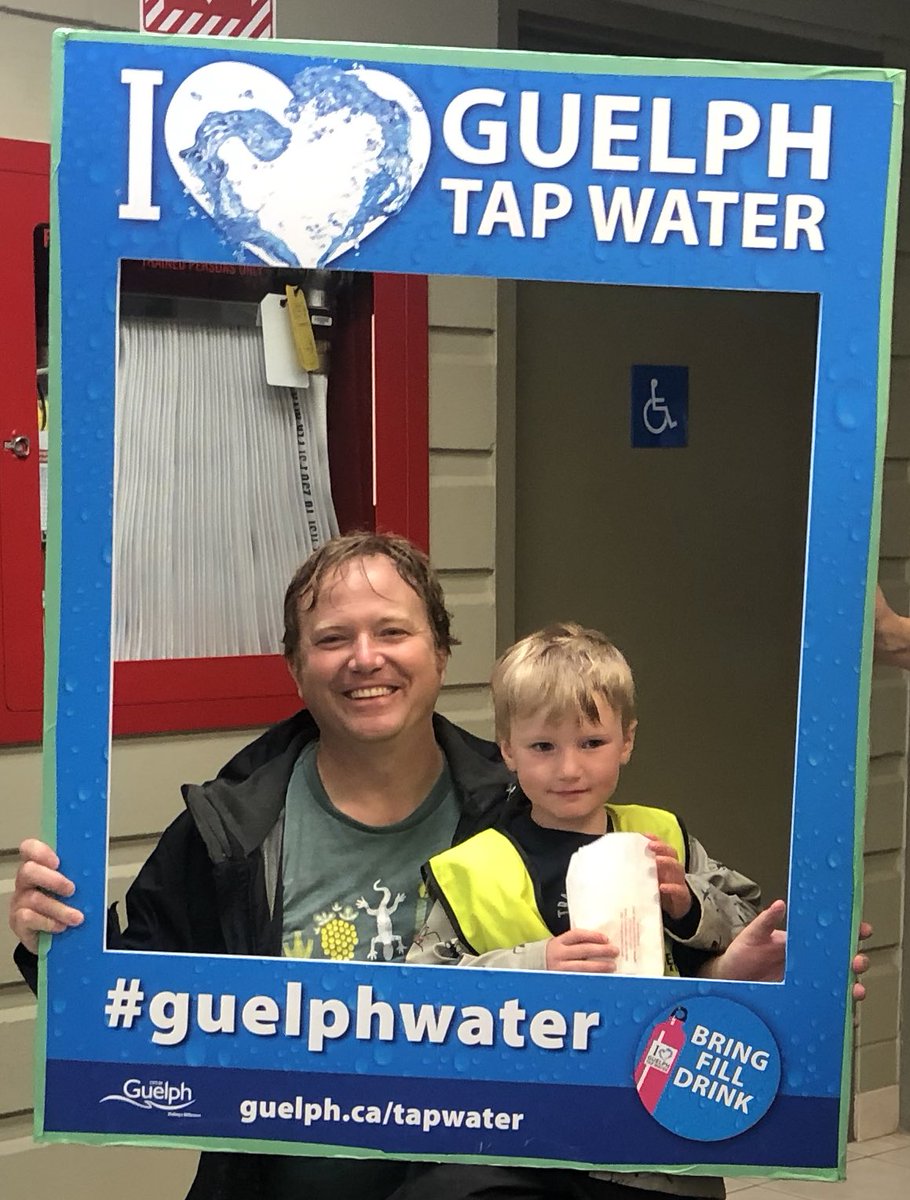 Sam ❤️’s #Guelphwater with popcorn from #PublicWorksWeek.