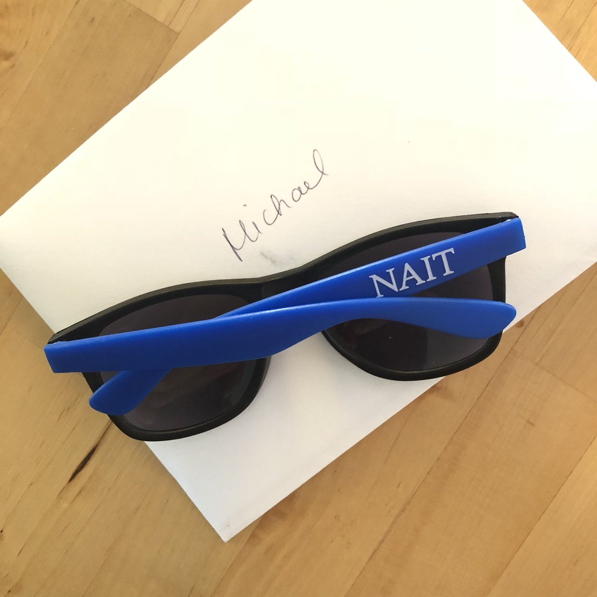 MichaelliuPR's tweet photo. @susanmcline In case anyone’s wondering, those were #NAIT safety glasses to protect me from looking like a nerd. #CommsNerd https://t.co/pdMn3LouGc