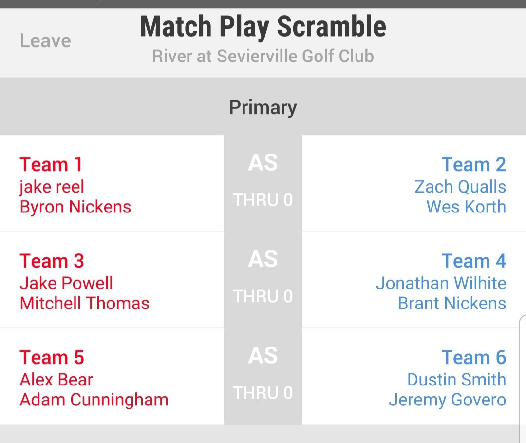 Match 3... 4 club scramble. Team Jake leads 4-2