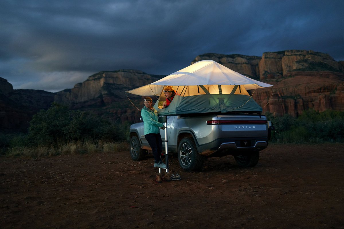 Rivian's tweet image. This is home for the next few days. Hold our calls.