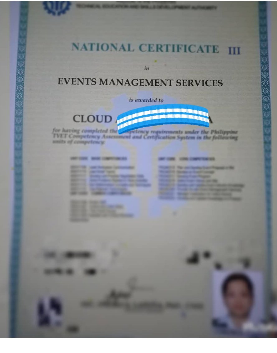 tweetylilac's tweet image. Yey! Another accomplished certificate! ✔️Tesda NCIII Events Management Services.

#certifiedphilweddingcoordinator
#eventmanagement 
#continiouslearning
#toGODbetheglory
#cloudiability