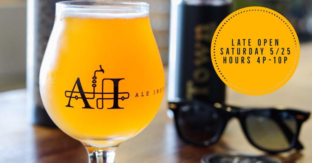 LATE OPEN TODAY! 
HEADS UP! 

We are hosting a sold out event with the band Death Angel in the Ale Industries taproom from 12p-4p today, Saturday May 25th! 

We will open to the public at 4p.