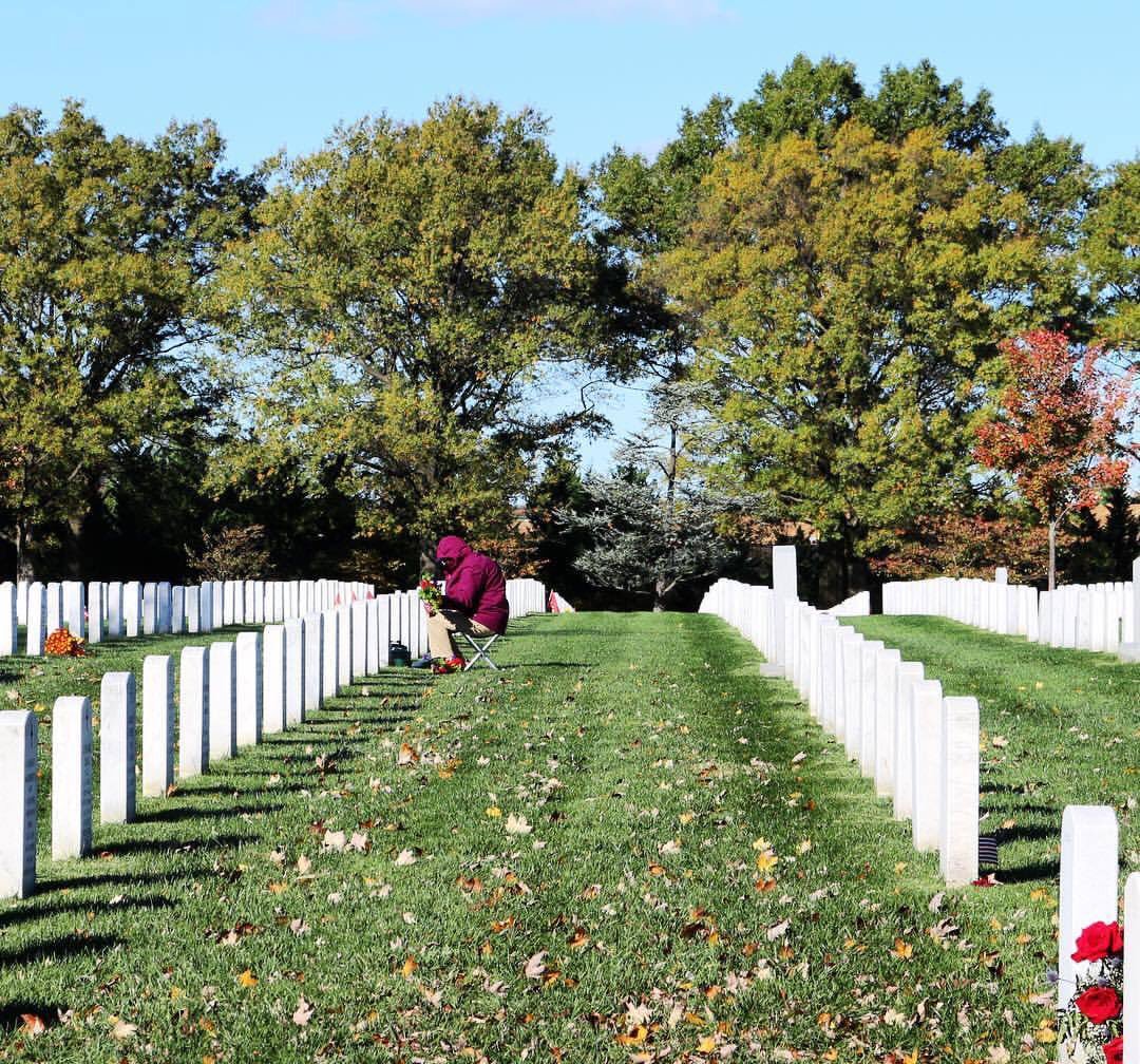 My husband took this photo on Memorial Day last year at Arlington National Cemetery. I don’t know who this person is, but it was such a moving, raw moment.  It was also the first time my husband visited the graves of his fallen brothers. #MemorialDay #NeverForget