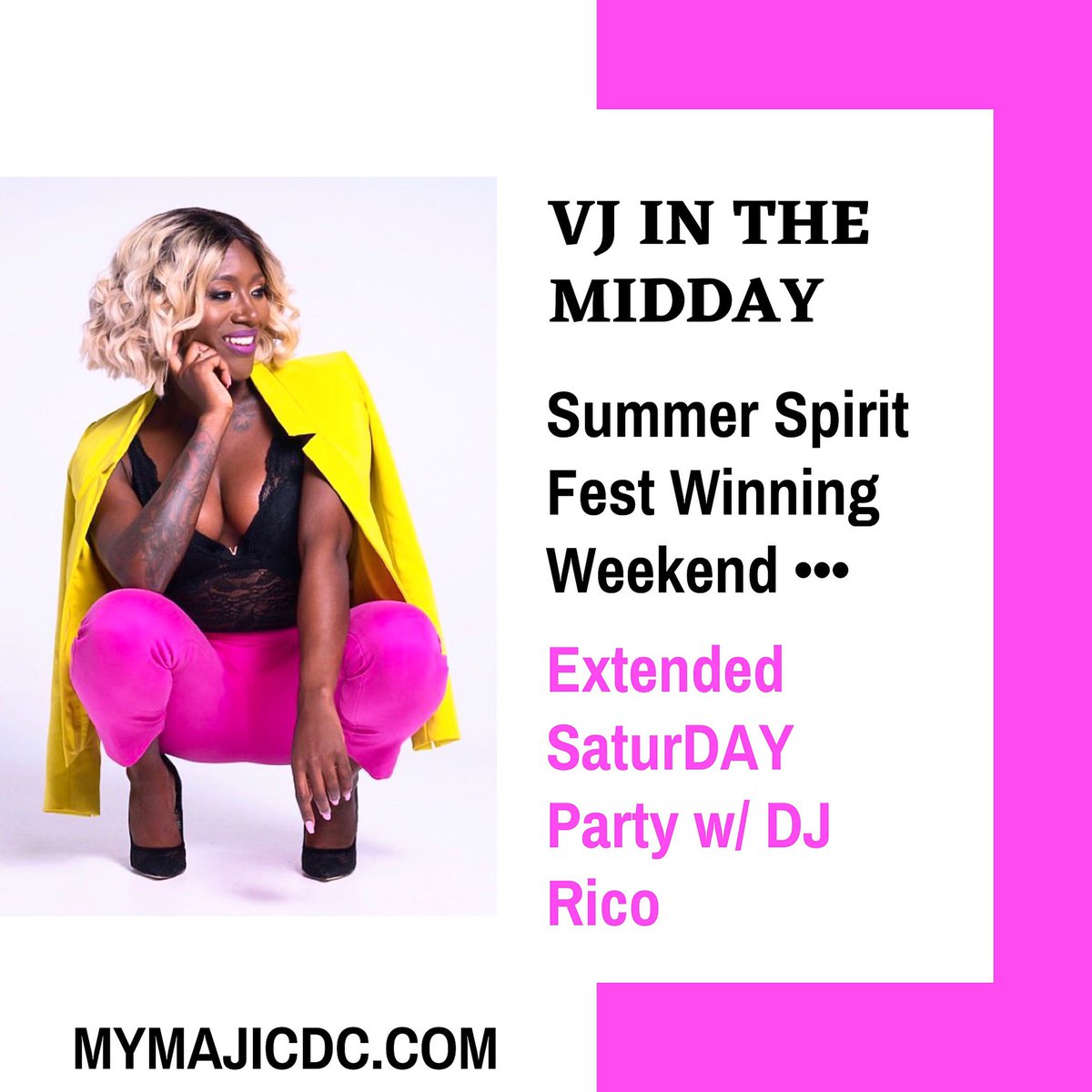 MajicDC's tweet photo. We are ROCKIN’ the Saturday Mix right now on @MajicDC 102.3/92.7!!! • Got your tix all weekend long for SUMMER SPIRIT FESTIVAL! • Plus... Doing CHECK-INS til 3pm so let me know where you are rockin’ w/ us! #VJInTheMidday #VicJagger #MajicDC #SummerSpiritFest #MemorialDayWeekend https://t.co/w4xQKwKupm