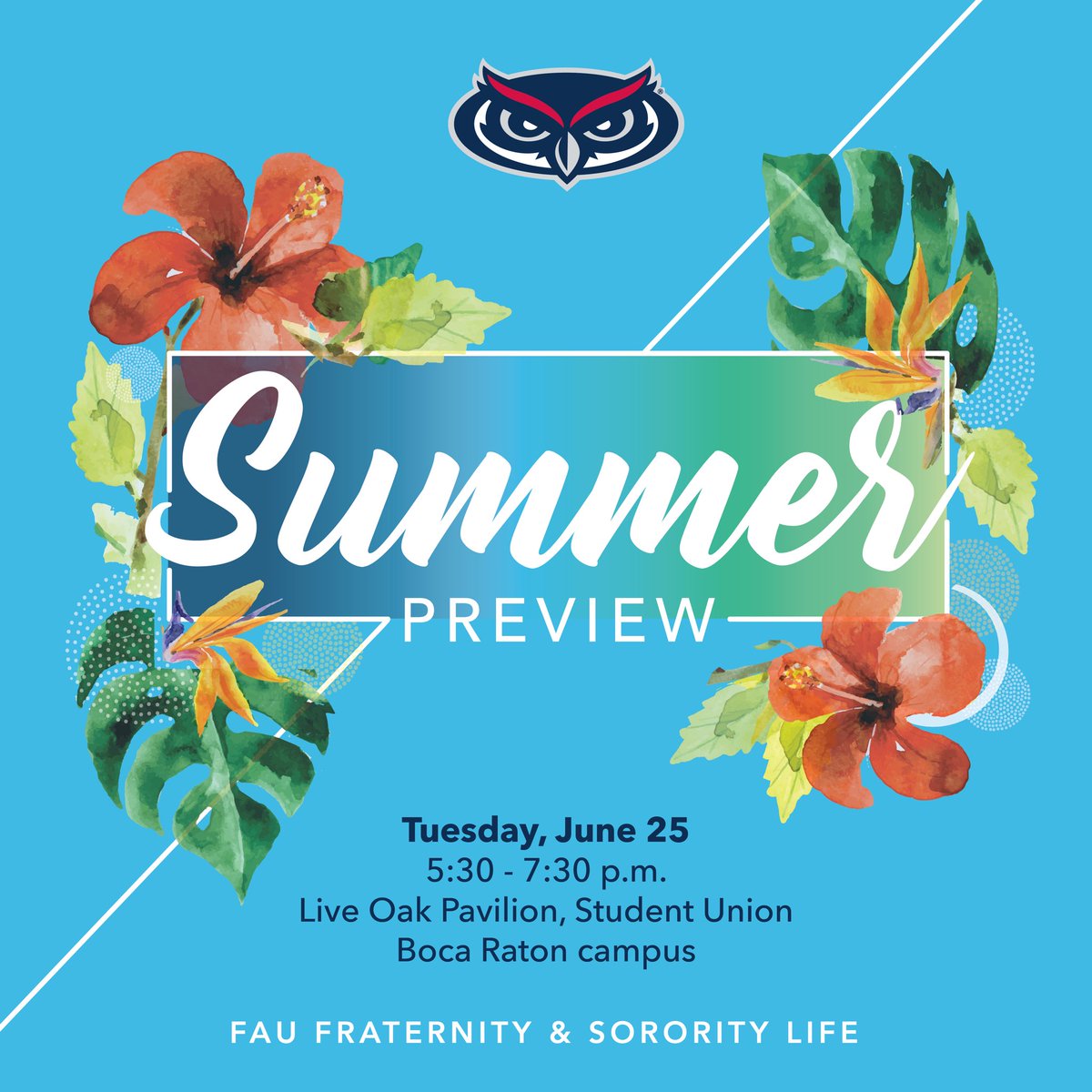 Let the count down begin!! We’re officially one month away from Summer Preview!!! Come out on June 25th to learn more about #FAU’s Fraternities and Sororities! 

#fau2023 #fau2022 #fau21 #FAUFSLife