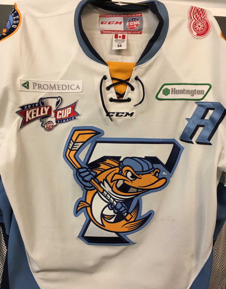 MattMelzak's tweet photo. Looking really sharp @ToledoWalleye as the Finals start tonight! #KellyCupFinals #GoWalleye https://t.co/NN1oAfXAxg