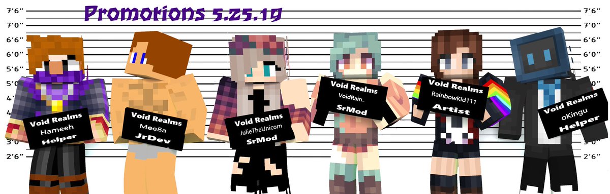VoidRealms's tweet photo. Congratulations to everyone who got a promotion today!!! So exciting to see so many players in the promo party!!!! xD
@❀smol bean❀ - SrMod
@Nemu | VoidRain_ - SrMod
@oKingu - Helper
@Hamee - Helper
@Tom | Mee8a - (returning) JrDeveloper
@RainbowKid - (returning) Artist https://t.co/nkAaPBUw4S