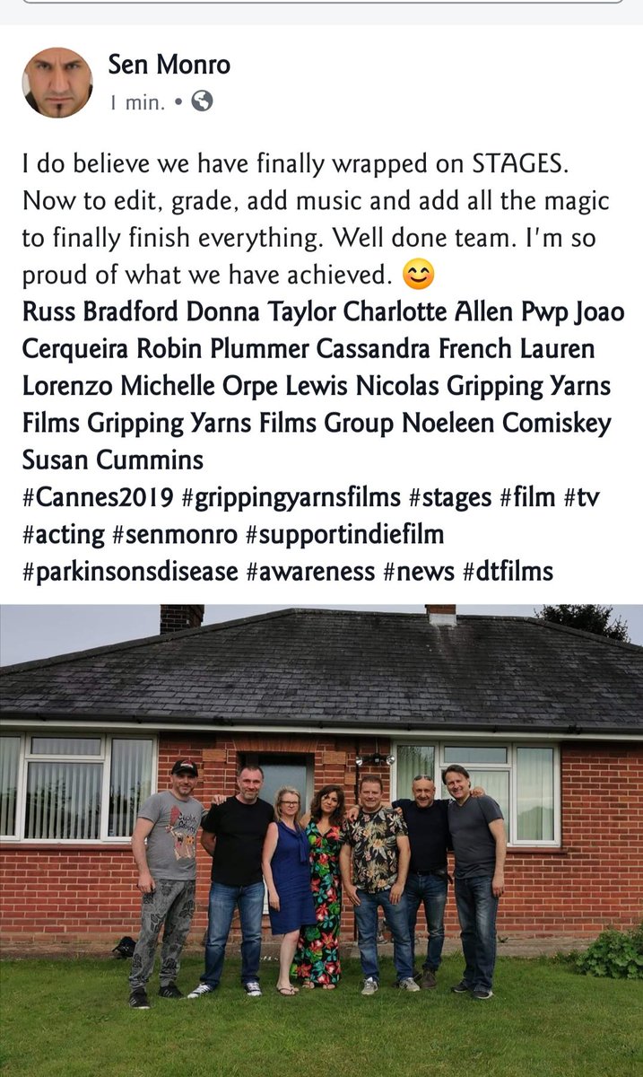 Senar1's tweet photo. Wrapped!!!!
Big thanks to all those who helped us get STAGES, our film about Parkinson's Disease finished. #Parkinsonsdisease #film #tv #acting #senmonro @Donnaptaylor @gripping_yarns @RealGaryWebster @NoeleenComiskey @michelleorpe https://t.co/Ut3ZMJErEp
