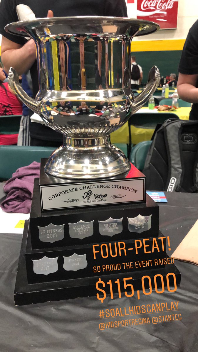 terri1amb's tweet photo. I am so proud to be on the top fundraising team @Stantec for @KidSportRegina #KCC2019! Overall $115k raised #SoALLKidsCanPlay! #StantecRegina four-peat champs too!! Overall great day!! Congrats @KidSportRegina on another amazing event!! 👏🏻👏🏻⚽️🏀🏈⚾️🥅🥍🏆🥇🥈🥉⛹🏽‍♂️🏌🏼‍♀️⛳️🏏❤️💚💛🧡😴 https://t.co/sPjCaF4vbF