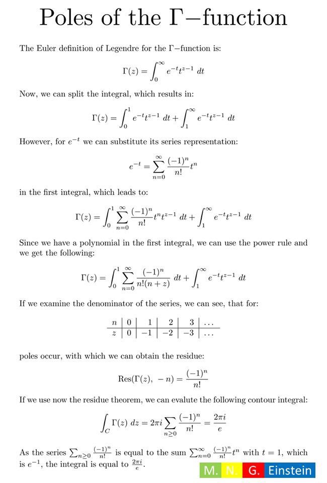 CombinatorialN7's tweet photo. What are the poles of the Gammafunction?
#FunctionTheory
#CNT
#CombinatorialNumberTheory
#Mathematics https://t.co/bO8tAmYYC7