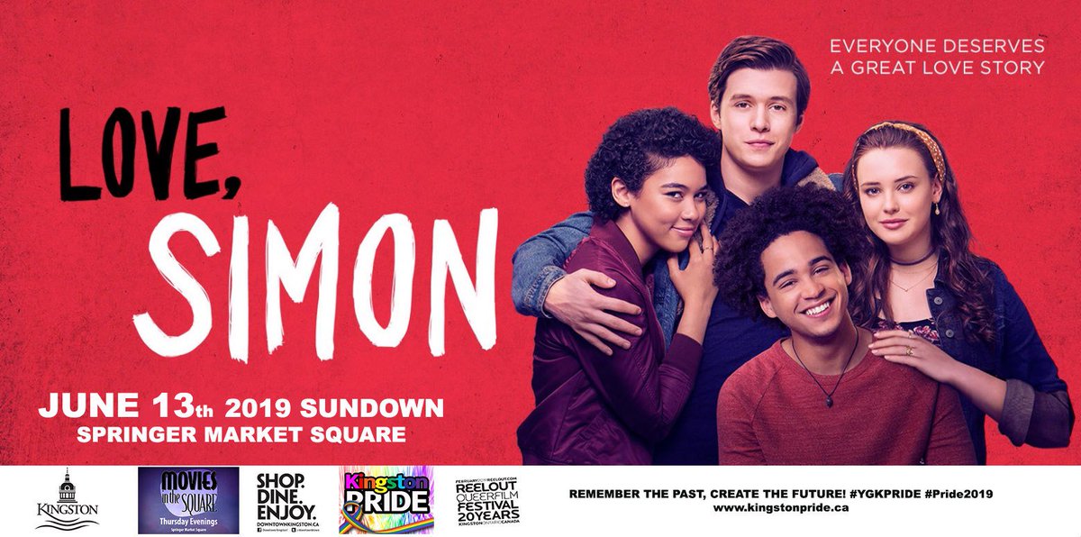 June officially marks Pride Month and we're celebrating with tons of events! 🌈 On June 13th, grab your lawn chair and watch Love, Simon at Springer Market Square in beautiful <a href="/downtownktown/">Downtown Kingston</a>! 
More info #ygk: bit.ly/2WehbmP
 <a href="/KingstonPride/">Kingston Pride</a> @Reelout