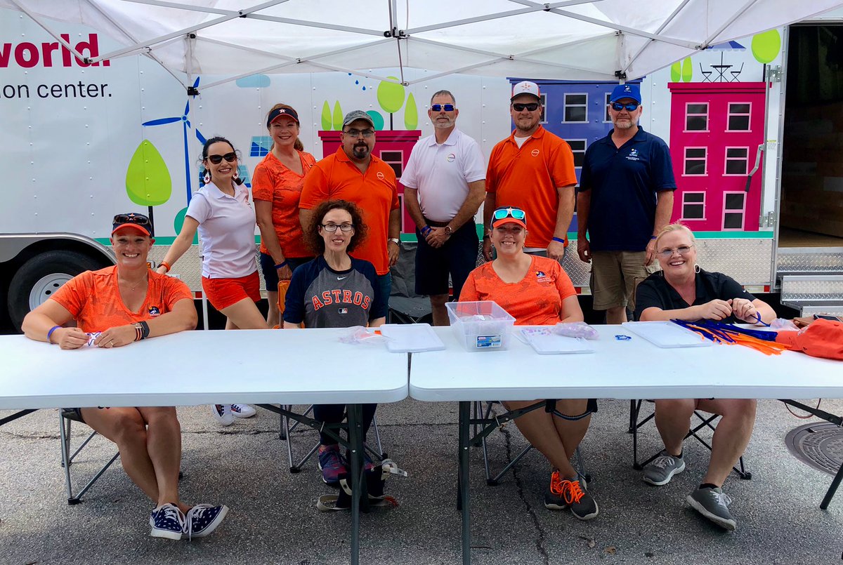 CovestroBaytown's tweet photo. We have a team of incredible employee volunteers joining the staff of @CityofBaytown’s @EVGrayWetlands to spread #sustainability messages to @Astros fans at the #BayouBash Street Festival. #CoveSTROS #BrighterFuture https://t.co/ZSqqIGDvNt