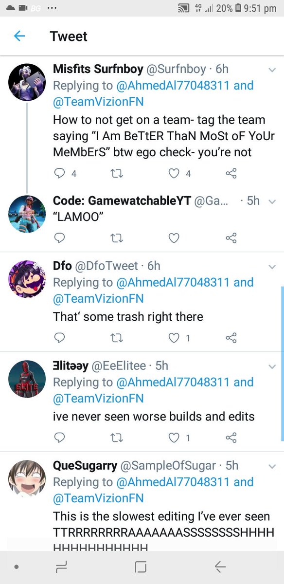 AhmedAl77048311's tweet photo. #VisionRc #Seethevision @TeamVizionFN Replying to all  hated comments : -
1st. Don't say that I am trash if you 're trash at yourself and you suck in your life
2nd. I play at 130-150 ping and I win with 10 KILLS at 278 points at 30 fps!!
3rd. I have a youtube channel with 700subs https://t.co/P89EYDGkdr