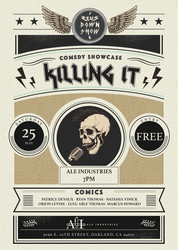 We've got the Killing It Stand Up Comedy Showcase back in the Ale Industries taproom this Saturday starting at 7P!