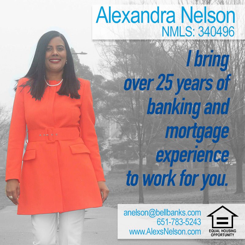 AlexNelsonBell1's tweet photo. Put my 25 years of experience to work for you! 🏡🌟 #mortgage #downpayment #assistance #interestrates #firsttimehomebuyer #loan #openhouse #conventional #alexandranelson #mortgagebroker #realestate #minnesota #lilydale #bellbank #bellbankmortgage https://t.co/UdVSvHKPx2