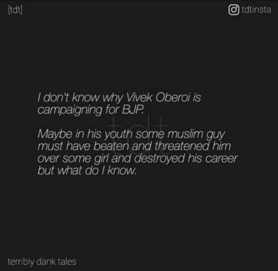 yasinhamidani's tweet photo. Reason why @vivekoberoi supports #bjp 🤣🤣🤣🤣 #VivekOberoi #PMNarendraModi #PMNarendraModiBiopic #PMNarendraModiMovie #PMModi https://t.co/lhNiLFKbEK