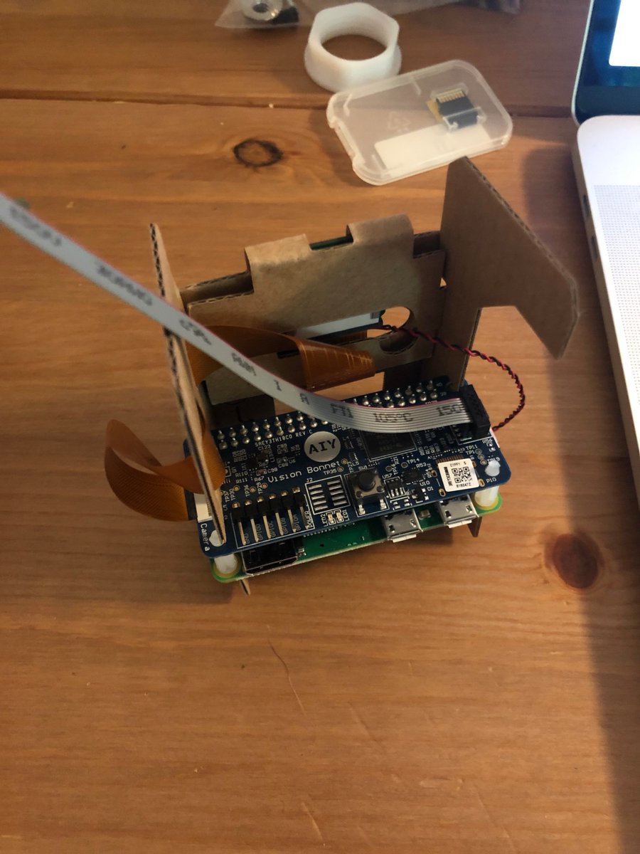 hortonhearsafoo's tweet image. Finally broke out the Google Vision Kit that&apos;s been on my shelf for months. I achieved my ultimate goal: detection of my cats in photos. Thanks to @nnja for the #PythonHardware inspiration in your #PyCon2019  keynote!