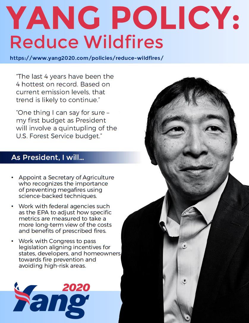 Get to know @AndrewYang! A plan to reduce wildfires? He's got a policy for that! #wildfirepreparedness #SharedStewardship #Yang2020 #election2020 

yang2020.com/policies/reduc…