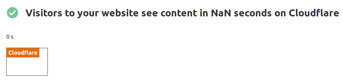 "Visitors to your website see content in NaN seconds on Cloudflare"