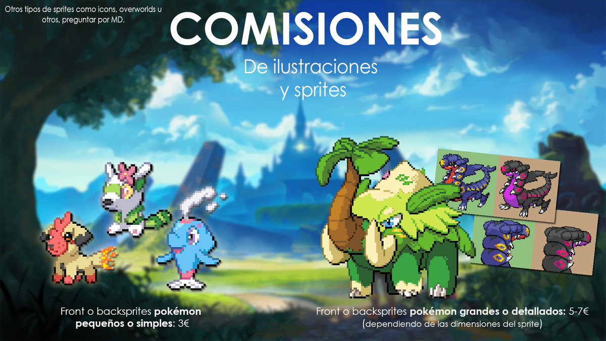ScptFakemon's tweet photo. [COMISIONES ABIERTAS]

Si queréis artworks, diseños de cualquier tipo o sprites, soy vuestro hombre. 

Para cualquier duda que tengáis sobre precios, ofertas o cualquier otra cosa, habladme por MD sin problemas. Estoy para lo que necesitéis.

💫~Un buen RT se agradece~💫 https://t.co/wBncDjkVkN