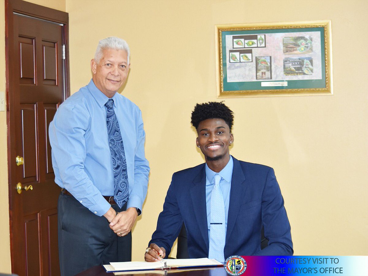 POS_Corp's tweet photo. American Professional Basketball player, Jonathan Isaac, of the NBA's Orlando Magic, paid a courtesy visit to His Worship, the Mayor of Port-of-Spain, Alderman Joel Martinez on May 24th 2019.
#NBA #OrlandoMagic #JonathanIsaac #Basketball #POSCorp #PortOfSpain https://t.co/O89ge3rXvN
