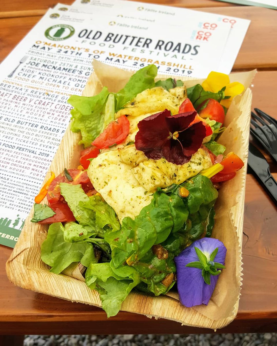 Bibliocook's tweet photo. Great craic, fantastic food &amp; drinks today at @oldbutterroads Festival. Supper in the sunshine at @omahonysofwgh was this deliciously colourful salad from @thatchandthyme w @toonsbridge halloumi+#AnnabellaFarm leaves.

More food/talk/tastings tomorrow with @jozeemac's @grubcircus https://t.co/QMGvC46mSq