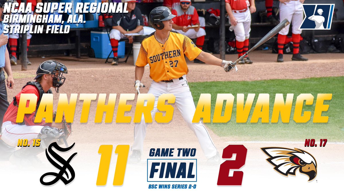 BSC Athletics (@bscsports) on Twitter photo ⚾️ <a href="/BSCBaseball/">BSC Baseball</a> captures the Super Regional title and rolls into the NCAA Division III World Series with an 11-2 win over Coe College! #yeahpanthers ⚾️ <a href="/BSCBaseball/">BSC Baseball</a> captures the Super Regional title and rolls into the NCAA Division III World Series with an 11-2 win over Coe College! #yeahpanthers