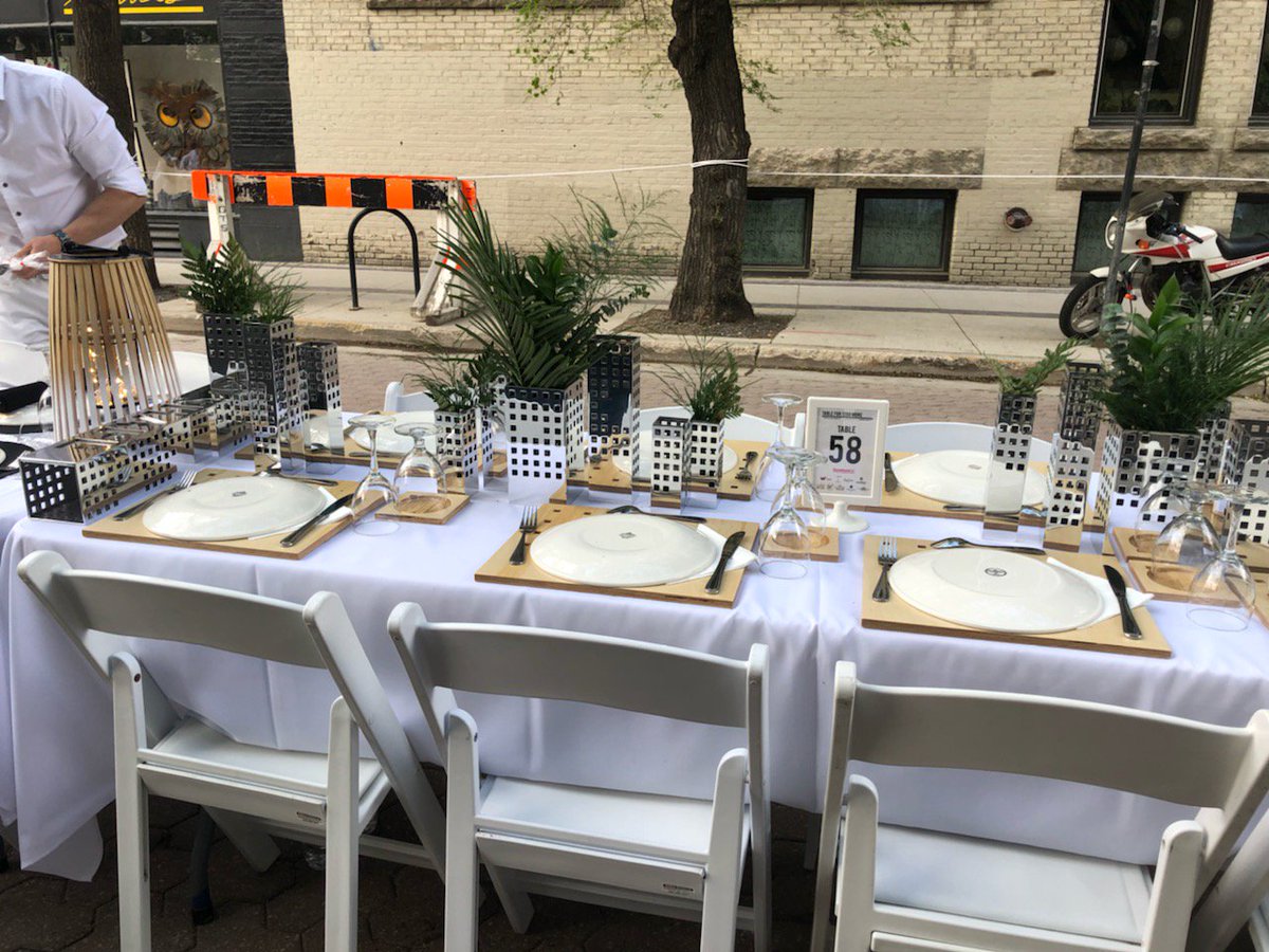 M3Contracting's tweet photo. Glad to be apart of this year's greatest  @storefrontMB1 outdoor dining experience, being held right in the heart of the @Ex_District_Wpg

#PlaygroundsRUs  #TableFor1200More #winnipegwhiteout https://t.co/LT4r7QpSbS