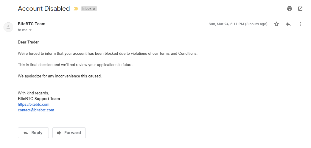 Bagsy's tweet photo. I have a friend who recently sent 1.47BTC worth of $FET to @bitebtccom in order to arbitrage, and once he attempted to withdraw to Binance in $BTC, his account was frozen without any explanation (after having verified his KYC/not breaking the T&amp;C.)

@bitebtccom @BiteBTCLive https://t.co/2PW6KZsWOn