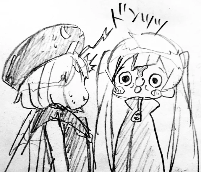 変顔をするまれみくちゃんと動揺するりんうなちゃんです 