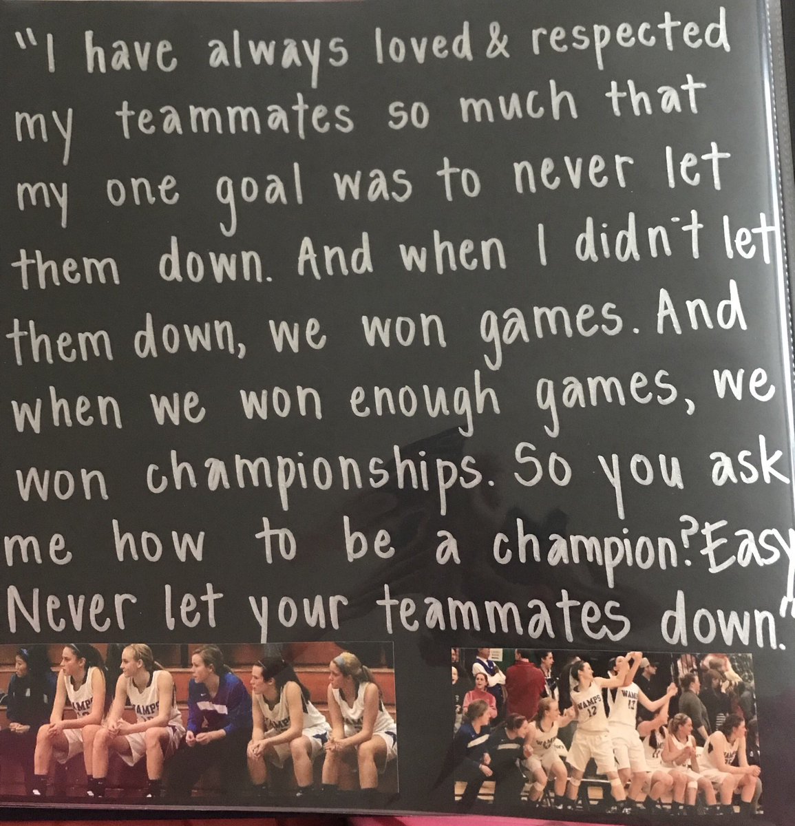 A couple years ago when I took a brief coaching “hiatus” (😬), some of my all-time favorite players &amp; people made me a scrapbook. This is my favorite quote in it... and it sums up the reason for any success we’ve had as a program. 💙