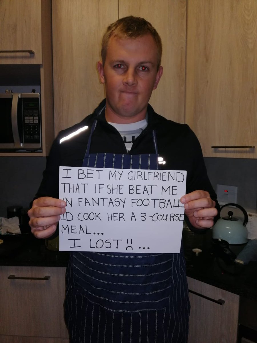 _Sheri_O_'s tweet photo. Bae bet that he would beat me in fantasy this year. I said if I win he has to cook me a 3 course meal... He lost... #FPLKeepingRomanceAlive
#FPL
 @OfficialFPL https://t.co/x0I4YbbY03