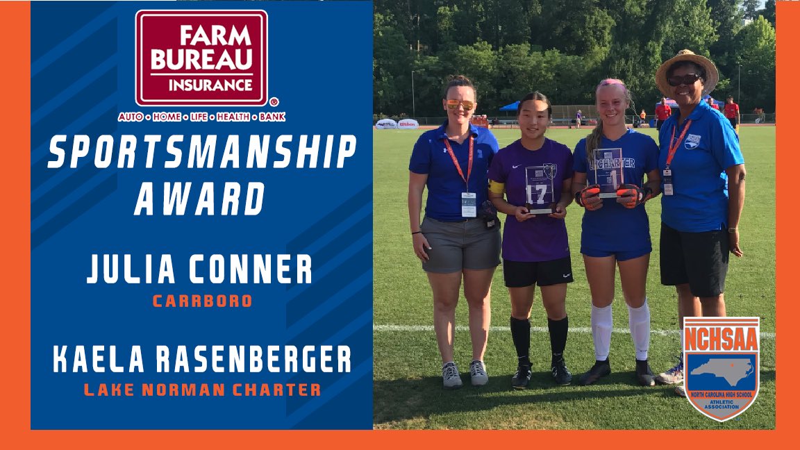 .<a href="/NCFarmBureau/">NC Farm Bureau Federation</a> Sportsmanship Award Winners! 

⚽️Julia Conner @chsjags 
⚽️Kaela Rasenberger <a href="/LNCAthletics/">LNCAthletics</a> 

#SportsmanshipTogether 
#NCHSAASOC 🏆