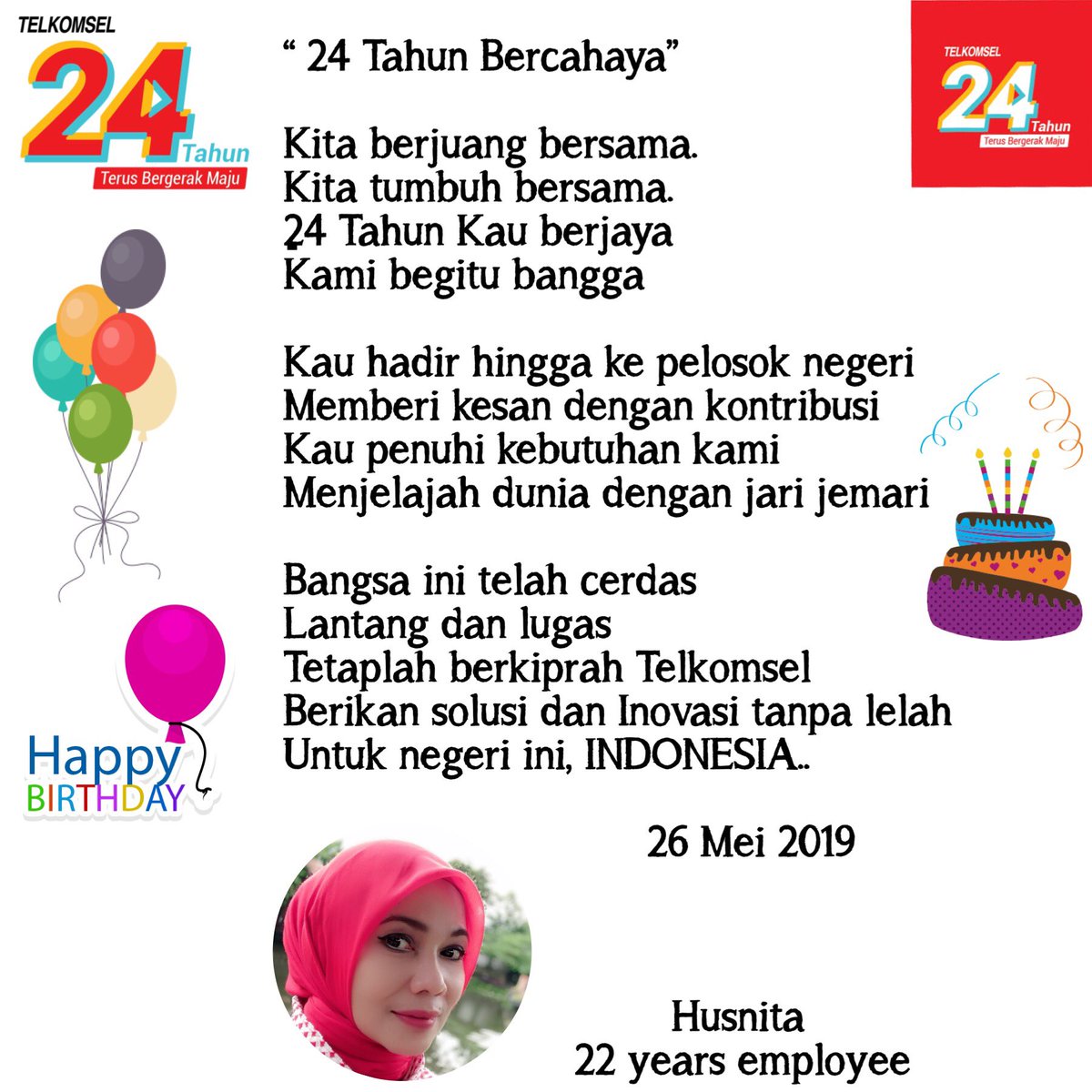seuzennn's tweet photo. #happbirthday #telkomsel #24thbirthday https://t.co/dJcMVA9SLa