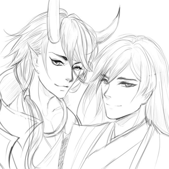 Onmyoji fanart!!
Yasha &amp; Kisei ~~~ 
Sketches some cute characters ~~
#sketches #Yasha #Kisei #Onmyoji #FANART