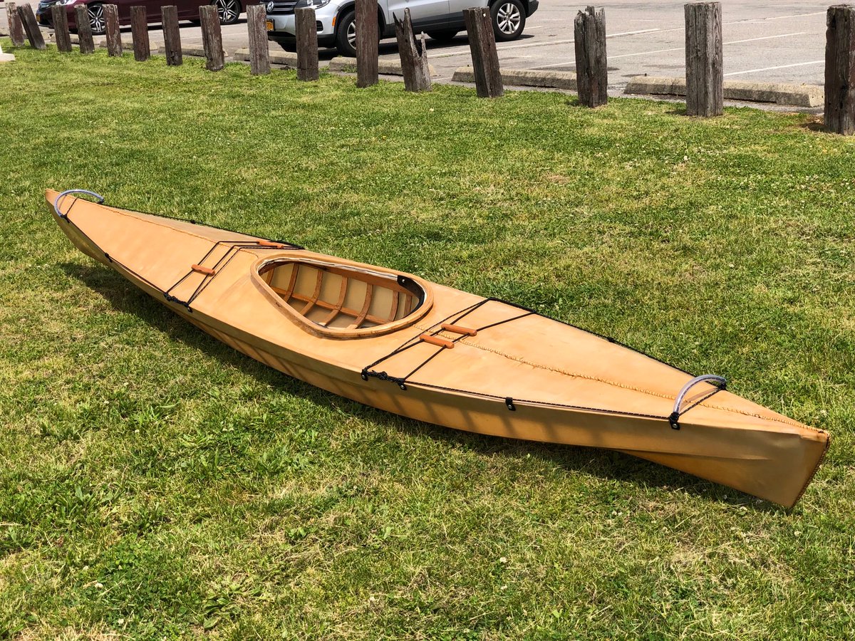 cagrimmett's tweet photo. I spent the last six months building this #skinonframe kayak and it is finally complete! I'm so pumped to take it out on the water tomorrow. https://t.co/QoVO1KE7o5