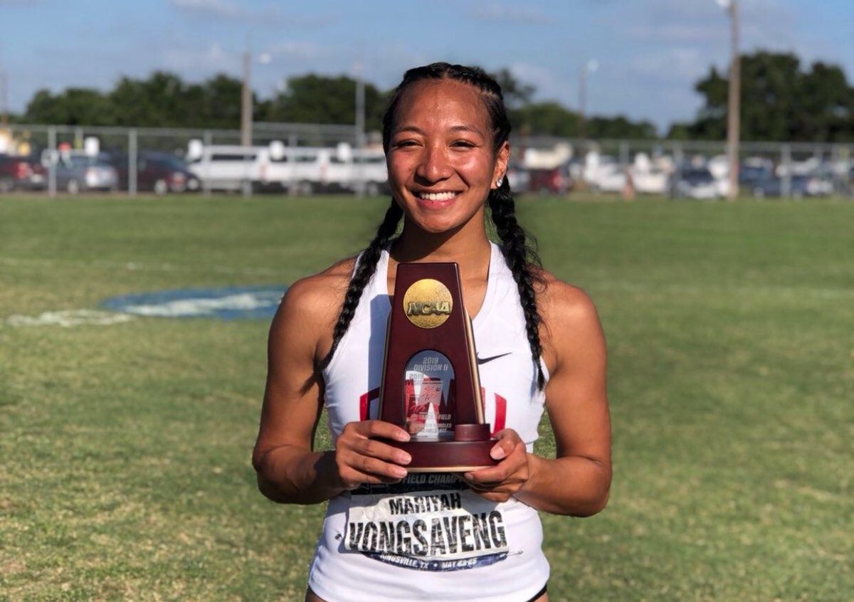 CWUAthletics's tweet photo. Another All-American for @CWU_Track! Mariyah Vongsaveng earned the honor with a seventh-place finish in the 100-meter hurdles. Congratulations, Mariyah! #ReignCrimson https://t.co/bmRHp0KQhE