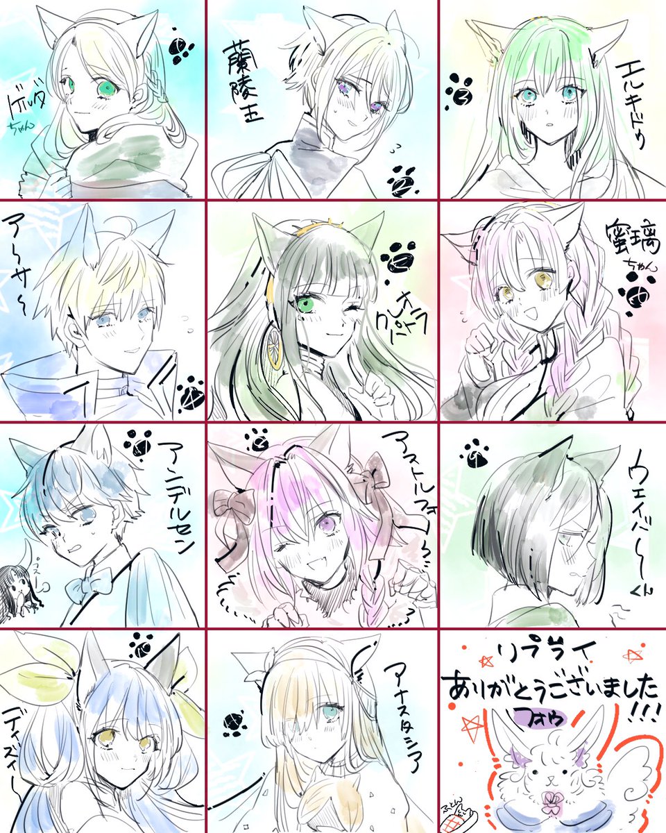 リプ来たキャラをケモ耳にして顔だけ描く