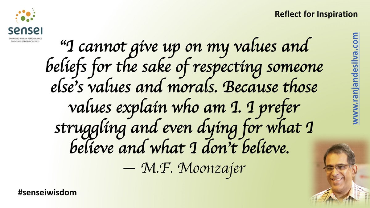 ranjan_desilva's tweet photo. Reflect on values and belief you are compromising to respect someone else values and morals that are contrary to yours. What steps will you take to stand upend protect your values and beliefs? #reflect #values #belief #leadership #senseiwisdom https://t.co/QYa6QEwYGw