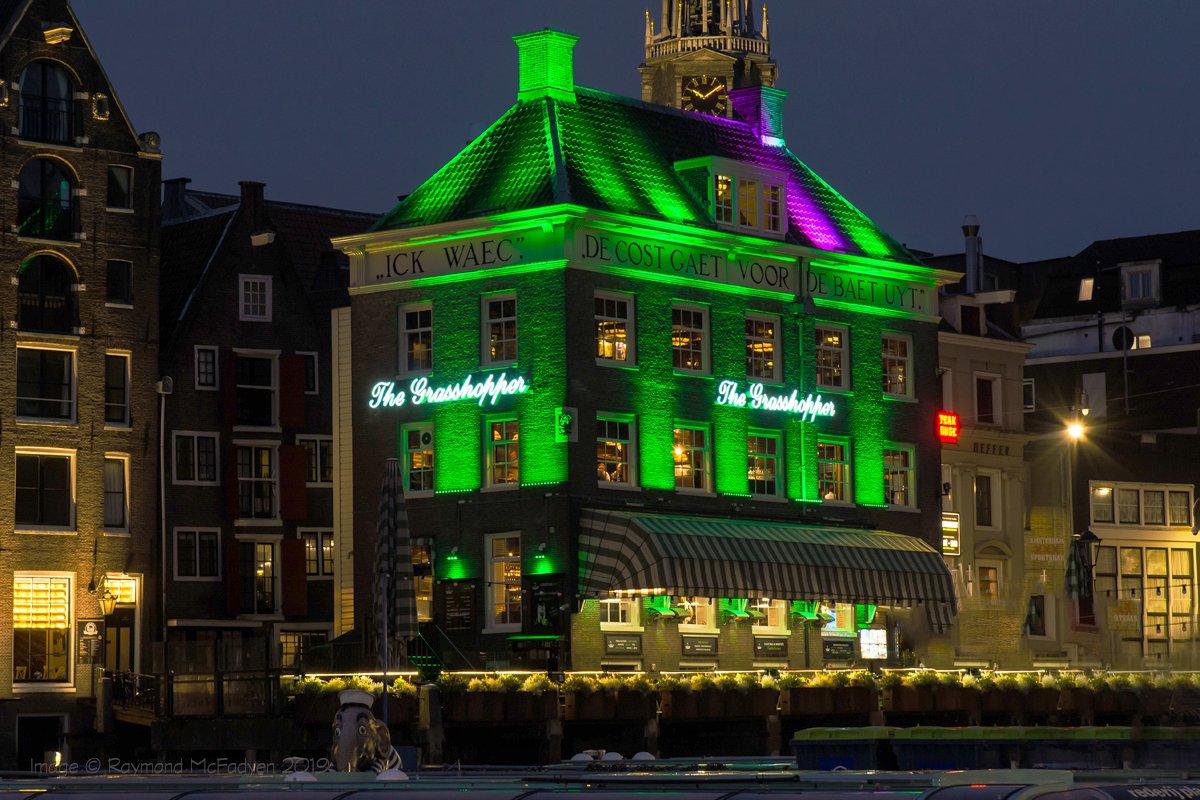 The Grasshopper Grande Cafe Amsterdam beautifully lit up at night #Thegrasshopper #Amsterdam #Amsterdamatnight #Nightshot #photography