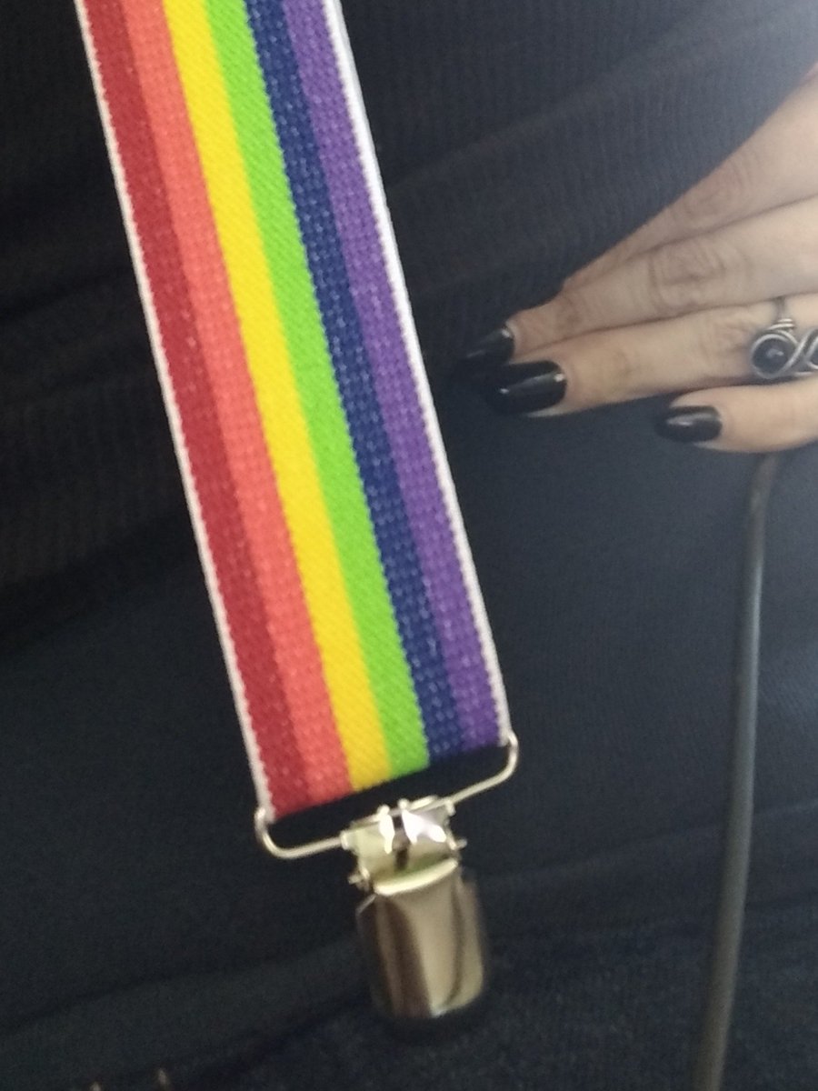 einthefox's tweet photo. Trying to cheer myself up... So score me for ingenuity? Rainbow suspenders attached to my maternity pants! :D #Pride2019 #gaypride #TransIsBeautiful #afab #preoptrans #ftm https://t.co/Wp5GvQ2znN