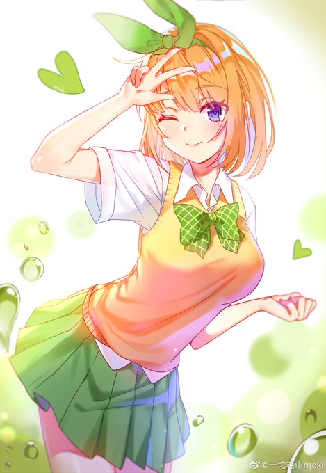 旱猫姬mokiさんがTwitterに投稿した中野四葉(五等分の花嫁)のイラスト。
