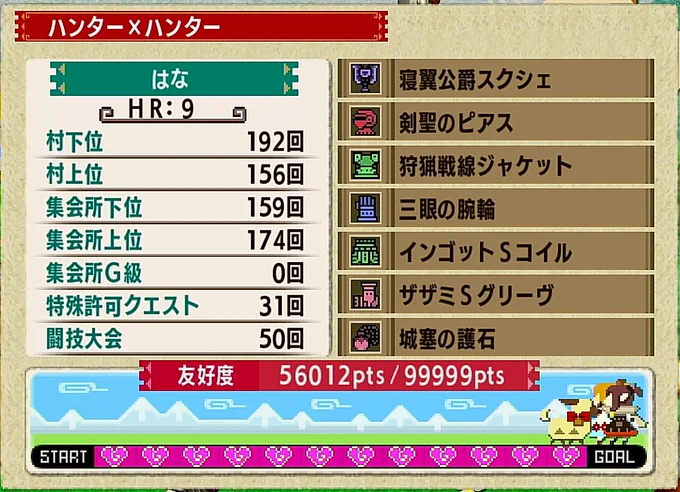 購入から1か月と2週間。ようやくG級ハンターになりました!
やることは減るどころかますます増えていますが、のんびりこなしていこうと思います。
今後ともよろしくお願いいたします‹‹\( '꒳`)/›› 