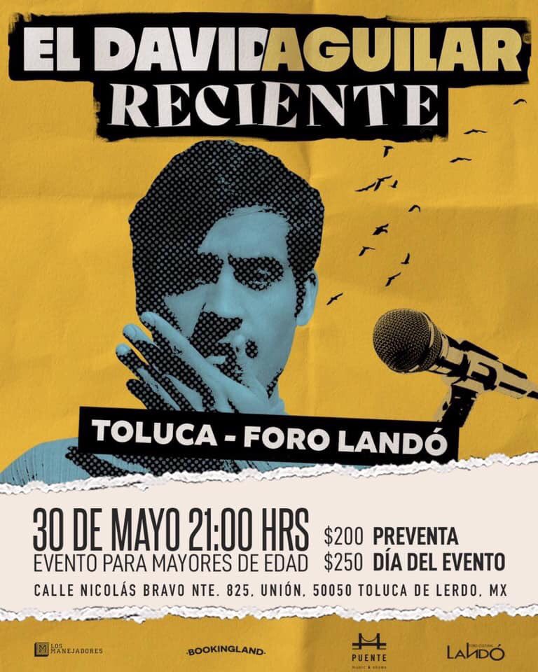 FestCentralMx's tweet photo. #Toluca este 30 de Mayo @elDaVIDAguilar en el @landolive los boletos están a la venta en @boletia https://t.co/0G3XYDGDbr
