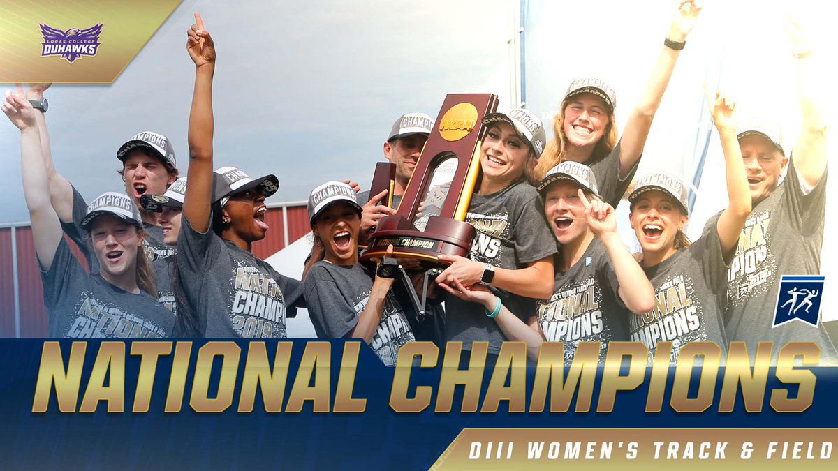 NCAA's tweet photo. Loras College has its first national championship!

The Duhawks clinched the 2019 @NCAADIII women's track &amp; field national title: https://t.co/T5WSfbyOyC https://t.co/CVkBjhiMyv