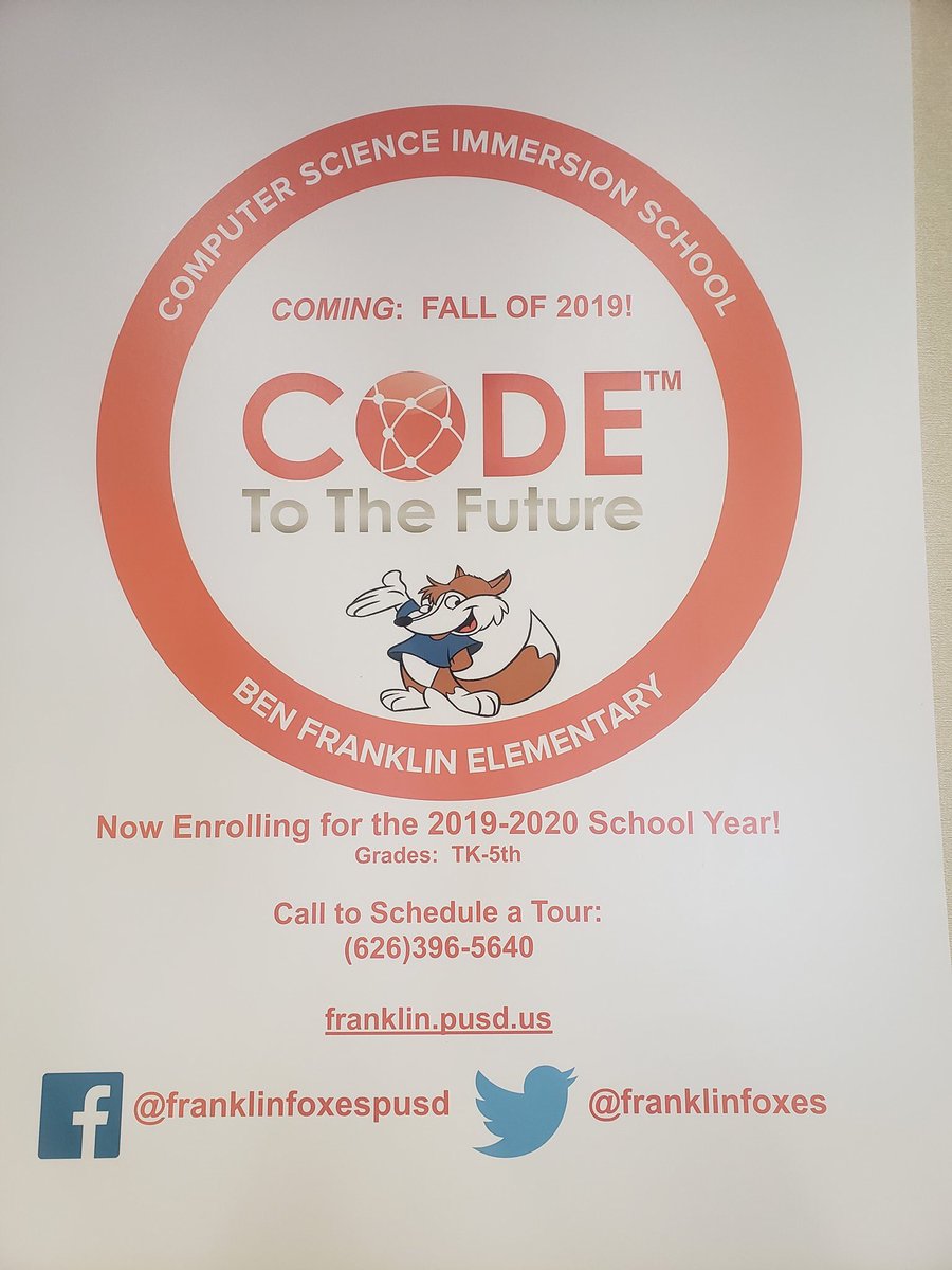 chrisgfx_us's tweet photo. Just saw this the other day on face book and had to share. This is great news from @FranklinFoxes its amazing to see more STEAM programs from @PasadenaUnified #stem #future #Coding #pasadena #pusd #community @pusdmagnets @pasedfoundation  @Hchanhill @CodeToTheFuture @SMumolo https://t.co/np9oWhdqu0