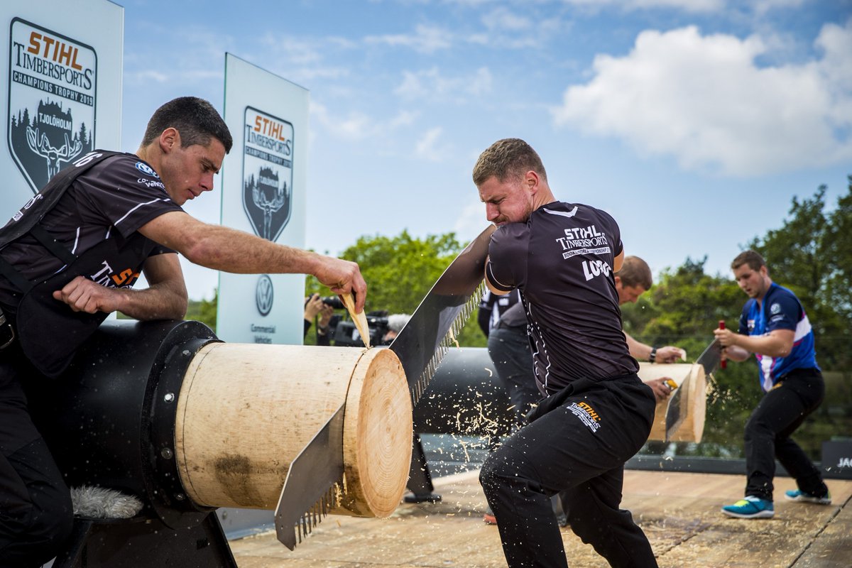 TIMBERSPORTSint's tweet photo. Today's STIHL TIMBERSPORTS® Rookie World Championship came to an enthralling end when New Zealand's Chris Lord beat Australia's Josh Bakes on a 0.23-second edge thanks to their 32 point tie! Third place was awarded to local hero Emil Hansson. 💪

#championstrophy2019 #rookies https://t.co/u7IQKoGm3a