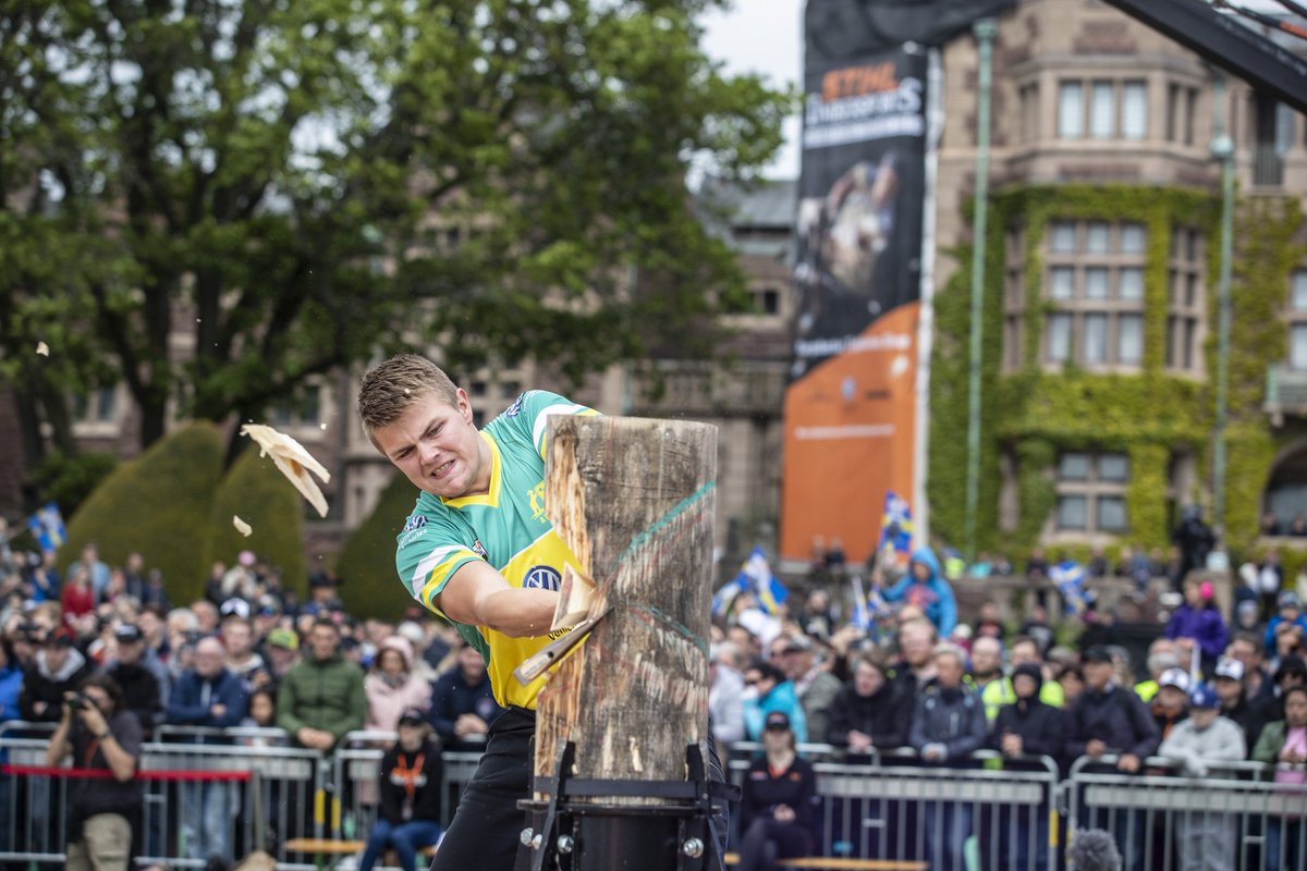 TIMBERSPORTSint's tweet photo. Today's STIHL TIMBERSPORTS® Rookie World Championship came to an enthralling end when New Zealand's Chris Lord beat Australia's Josh Bakes on a 0.23-second edge thanks to their 32 point tie! Third place was awarded to local hero Emil Hansson. 💪

#championstrophy2019 #rookies https://t.co/u7IQKoGm3a