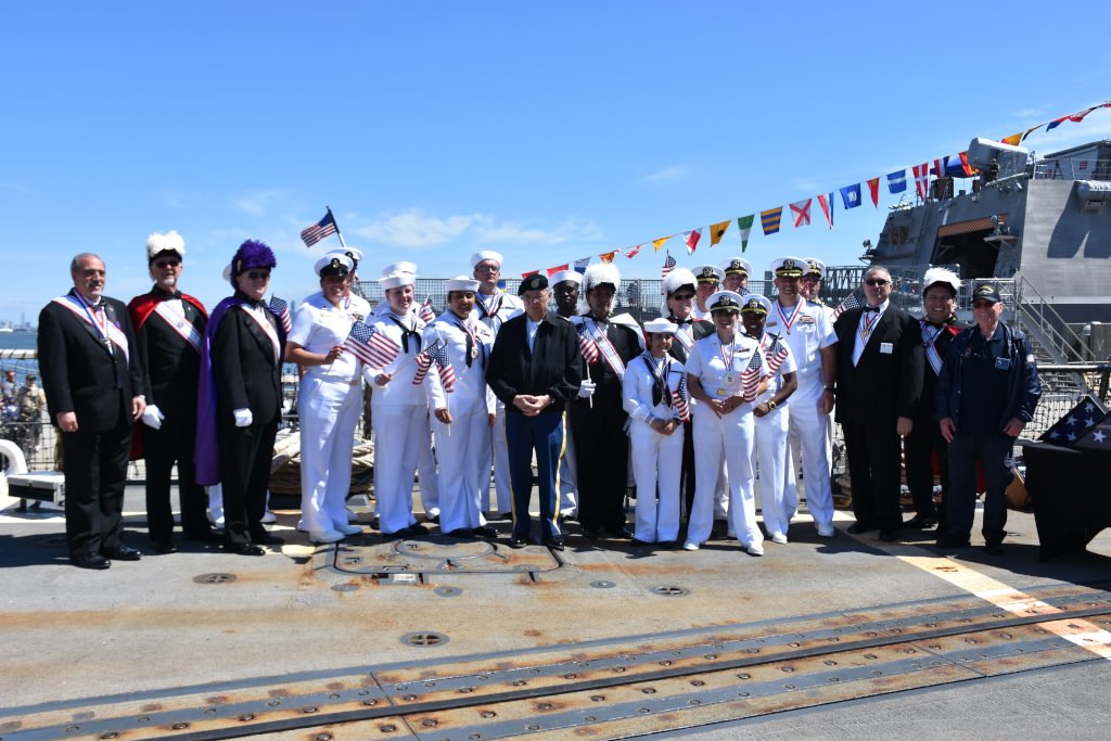 AssemblyBarry's tweet photo. Annual Commodore Barry Fleet Week trip. This year USS Jason Dunham DDG 109. Thank you to the crew for welcoming us and turning the destroyer over to our Faithful Admiral who did an excellent job on another program along with the the Faithful Captain. https://t.co/JD3OqdSLu6